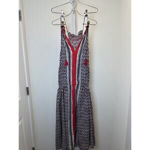 Tracy Reese Anthropologie Smocked Halter Dress 100% Silk Indigo Ruby Motif M NWT